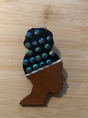 Handcrafted Black & Brown Silhouette Brooch / Pendant with Iridescent Accent